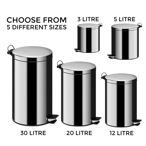 Stainless steel pedal bin - stainless,