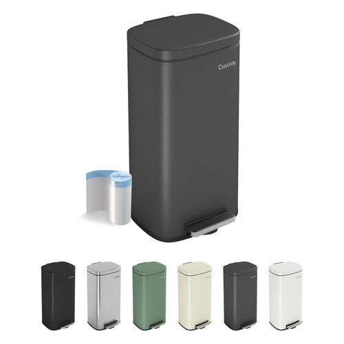 Kitchen pedal stainless bin - bin, w/